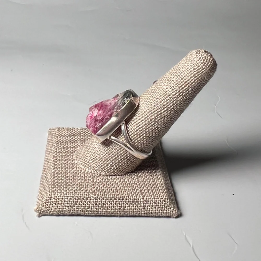 Raw Red, White & Green Watermelon Tourmaline Ring - Picture 6 of 8